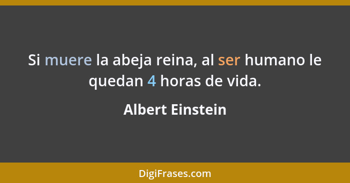 Si muere la abeja reina, al ser humano le quedan 4 horas de vida.... - Albert Einstein