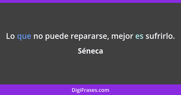 Lo que no puede repararse, mejor es sufrirlo.... - Séneca