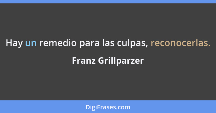 Hay un remedio para las culpas, reconocerlas.... - Franz Grillparzer