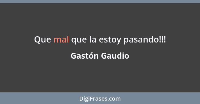 Que mal que la estoy pasando!!!... - Gastón Gaudio