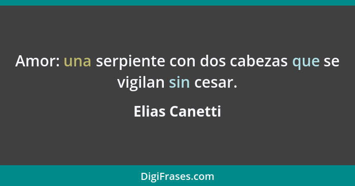 Amor: una serpiente con dos cabezas que se vigilan sin cesar.... - Elias Canetti