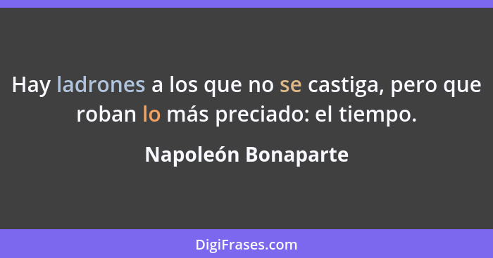 Hay ladrones a los que no se castiga, pero que roban lo más preciado: el tiempo.... - Napoleón Bonaparte