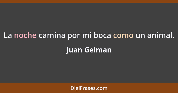 La noche camina por mi boca como un animal.... - Juan Gelman