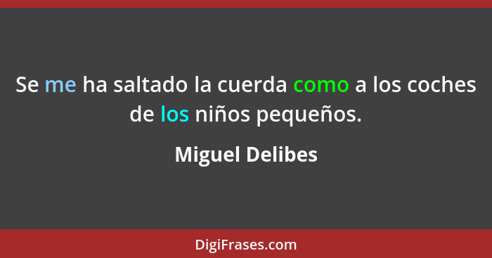 Se me ha saltado la cuerda como a los coches de los niños pequeños.... - Miguel Delibes