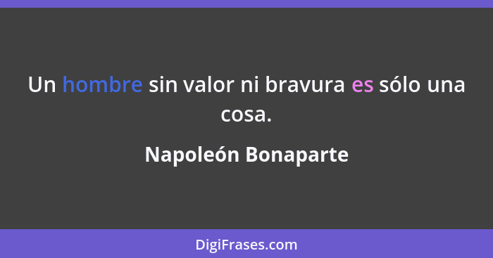 Un hombre sin valor ni bravura es sólo una cosa.... - Napoleón Bonaparte