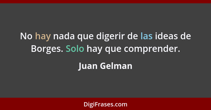 No hay nada que digerir de las ideas de Borges. Solo hay que comprender.... - Juan Gelman