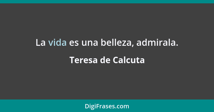 La vida es una belleza, admirala.... - Teresa de Calcuta