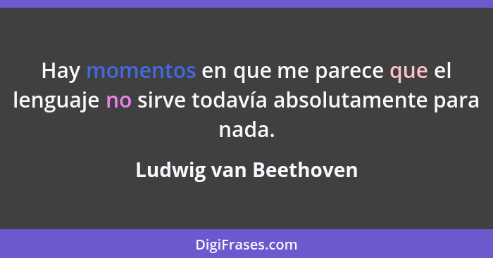 Hay momentos en que me parece que el lenguaje no sirve todavía absolutamente para nada.... - Ludwig van Beethoven