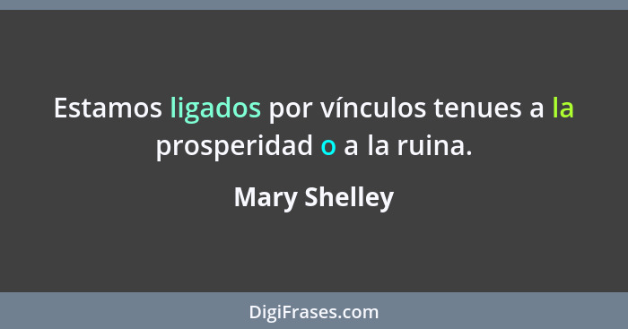 Estamos ligados por vínculos tenues a la prosperidad o a la ruina.... - Mary Shelley