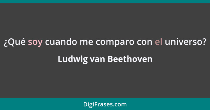 ¿Qué soy cuando me comparo con el universo?... - Ludwig van Beethoven