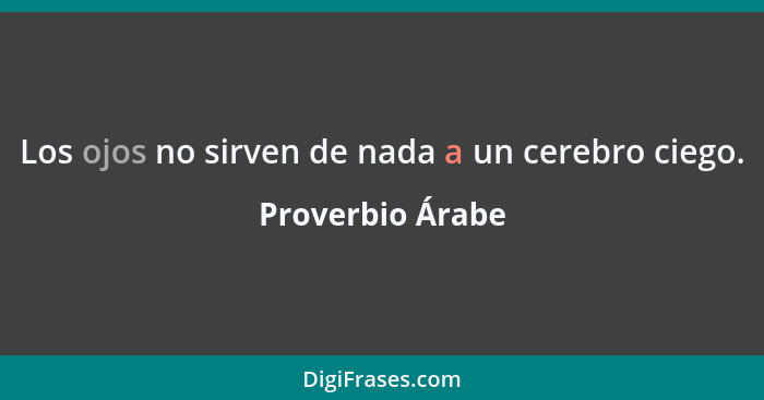 Los ojos no sirven de nada a un cerebro ciego.... - Proverbio Árabe