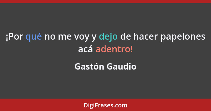 ¡Por qué no me voy y dejo de hacer papelones acá adentro!... - Gastón Gaudio