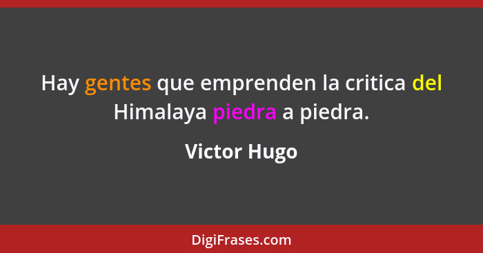 Hay gentes que emprenden la critica del Himalaya piedra a piedra.... - Victor Hugo