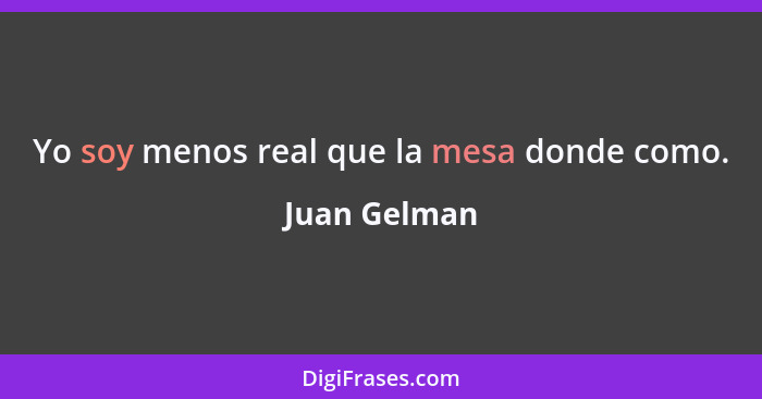 Yo soy menos real que la mesa donde como.... - Juan Gelman