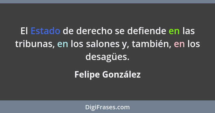 El Estado de derecho se defiende en las tribunas, en los salones y, también, en los desagües.... - Felipe González