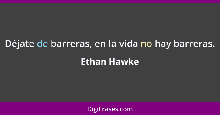 Déjate de barreras, en la vida no hay barreras.... - Ethan Hawke