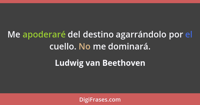 Me apoderaré del destino agarrándolo por el cuello. No me dominará.... - Ludwig van Beethoven