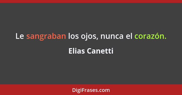 Le sangraban los ojos, nunca el corazón.... - Elias Canetti