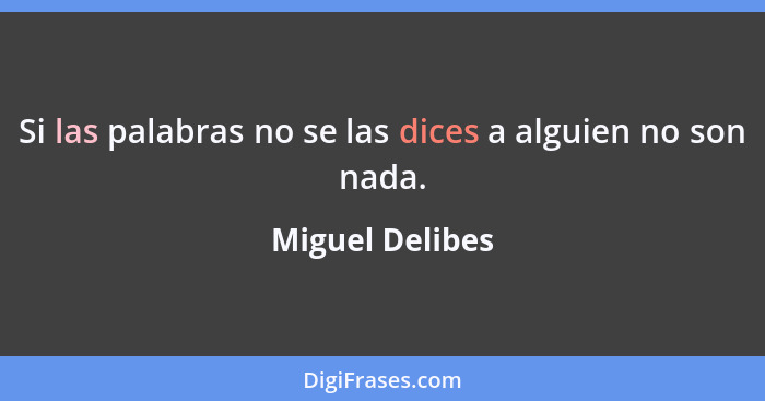 Si las palabras no se las dices a alguien no son nada.... - Miguel Delibes
