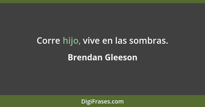 Corre hijo, vive en las sombras.... - Brendan Gleeson