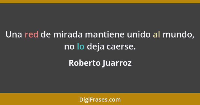 Una red de mirada mantiene unido al mundo, no lo deja caerse.... - Roberto Juarroz