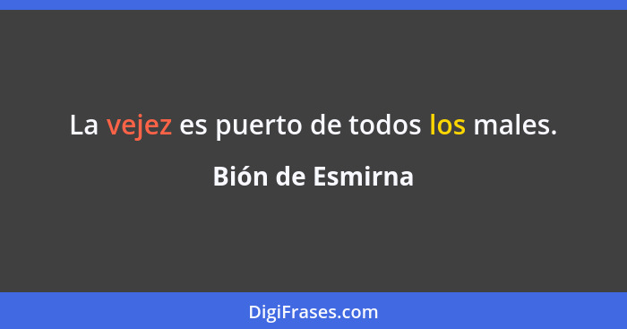 La vejez es puerto de todos los males.... - Bión de Esmirna