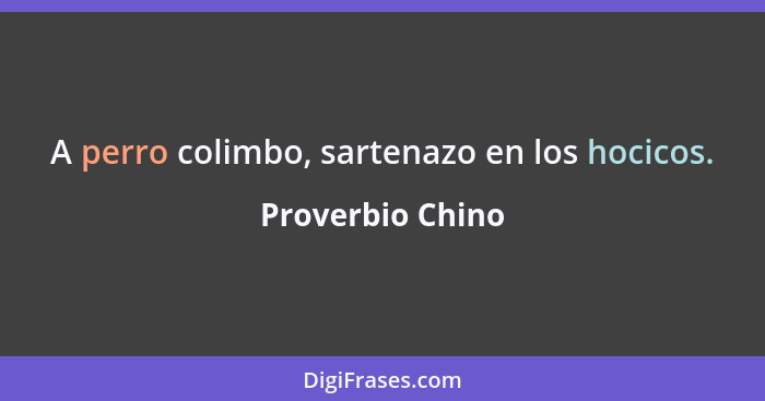 A perro colimbo, sartenazo en los hocicos.... - Proverbio Chino