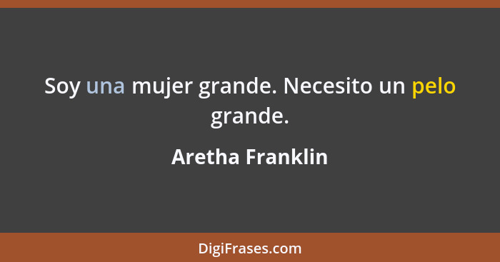 Soy una mujer grande. Necesito un pelo grande.... - Aretha Franklin