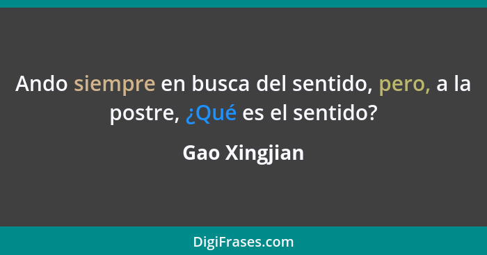 Ando siempre en busca del sentido, pero, a la postre, ¿Qué es el sentido?... - Gao Xingjian