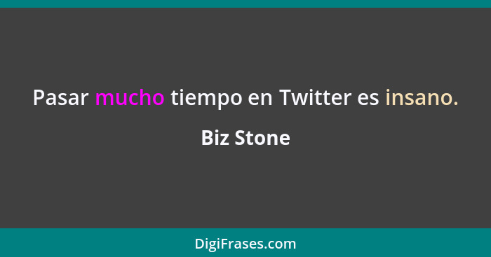 Pasar mucho tiempo en Twitter es insano.... - Biz Stone