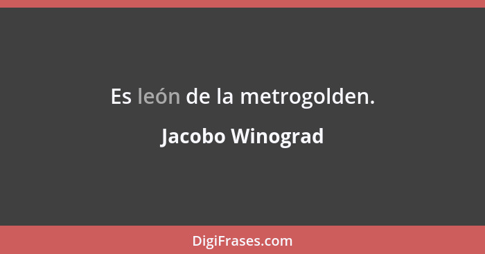 Es león de la metrogolden.... - Jacobo Winograd
