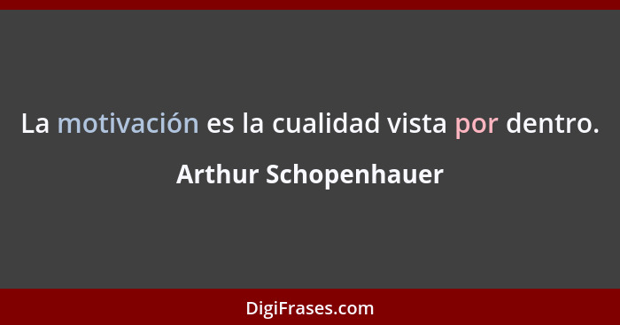 La motivación es la cualidad vista por dentro.... - Arthur Schopenhauer