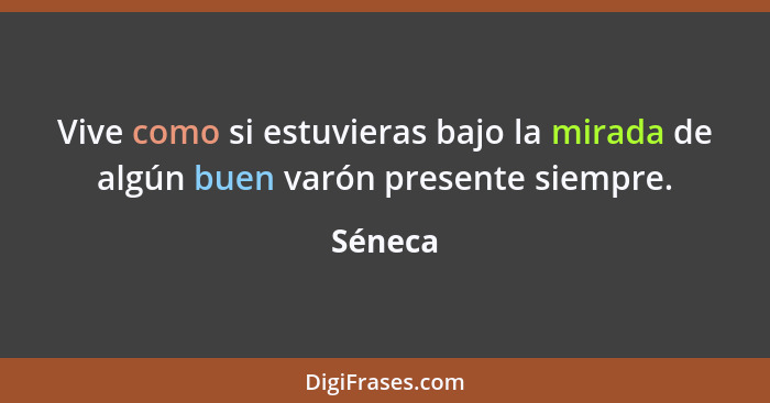 Vive como si estuvieras bajo la mirada de algún buen varón presente siempre.... - Séneca