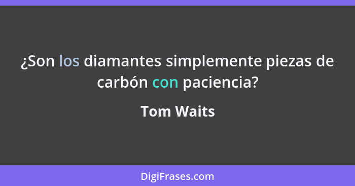 ¿Son los diamantes simplemente piezas de carbón con paciencia?... - Tom Waits