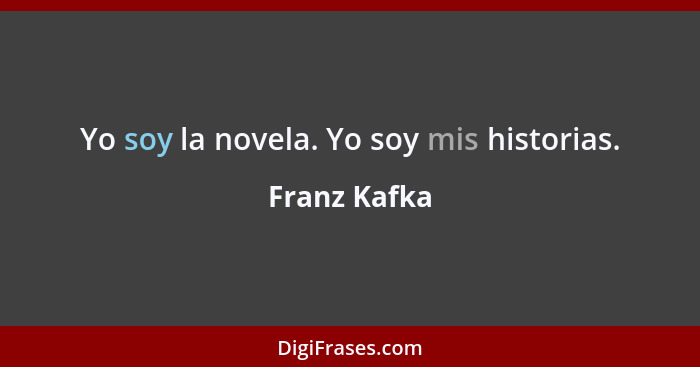 Yo soy la novela. Yo soy mis historias.... - Franz Kafka