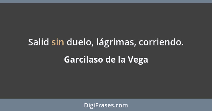 Salid sin duelo, lágrimas, corriendo.... - Garcilaso de la Vega