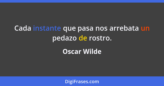 Cada instante que pasa nos arrebata un pedazo de rostro.... - Oscar Wilde