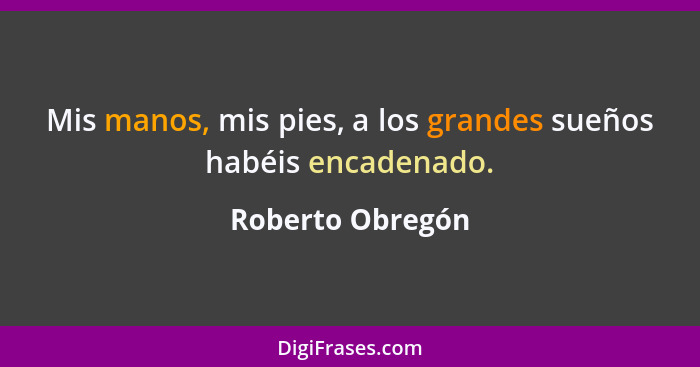 Mis manos, mis pies, a los grandes sueños habéis encadenado.... - Roberto Obregón