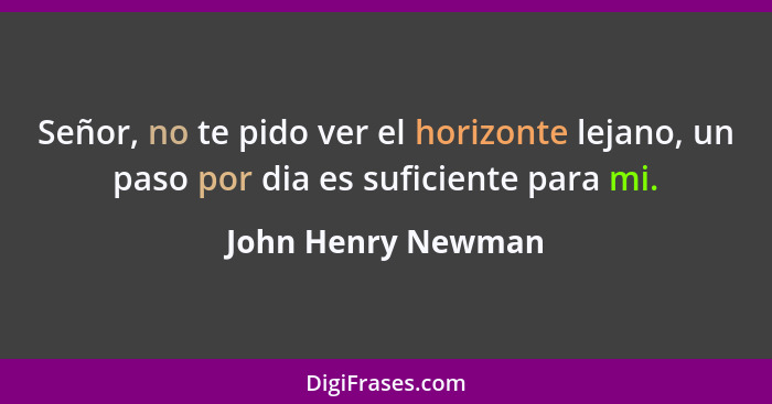 Señor, no te pido ver el horizonte lejano, un paso por dia es suficiente para mi.... - John Henry Newman