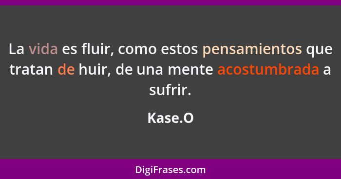 La vida es fluir, como estos pensamientos que tratan de huir, de una mente acostumbrada a sufrir.... - Kase.O