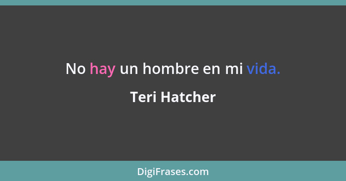 No hay un hombre en mi vida.... - Teri Hatcher