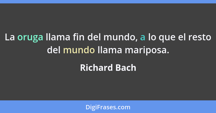 La oruga llama fin del mundo, a lo que el resto del mundo llama mariposa.... - Richard Bach