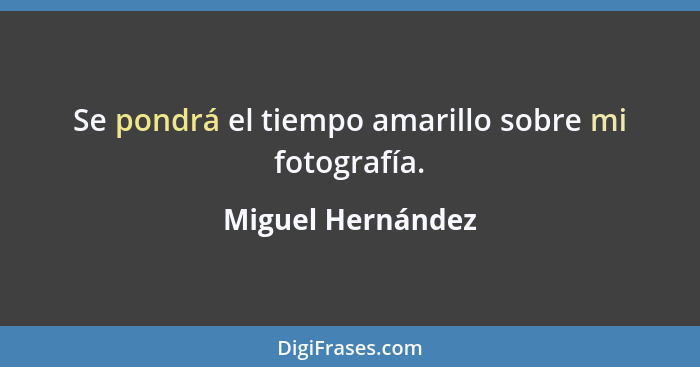 Se pondrá el tiempo amarillo sobre mi fotografía.... - Miguel Hernández