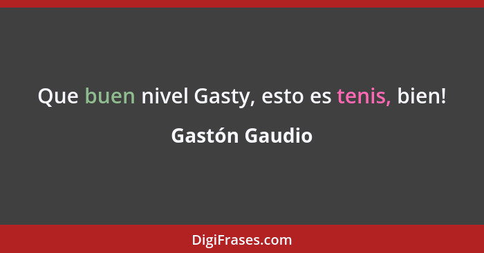 Que buen nivel Gasty, esto es tenis, bien!... - Gastón Gaudio