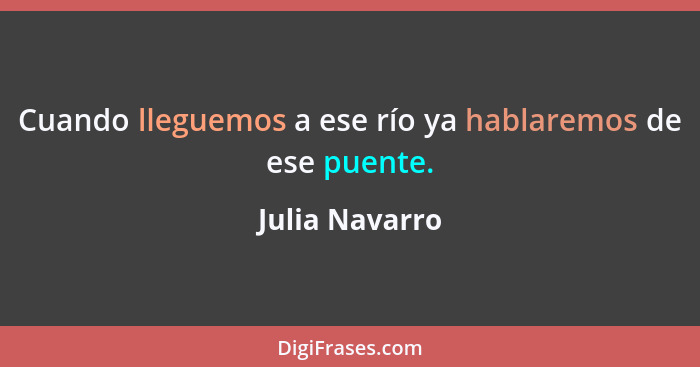 Cuando lleguemos a ese río ya hablaremos de ese puente.... - Julia Navarro