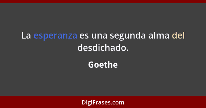 La esperanza es una segunda alma del desdichado.... - Goethe