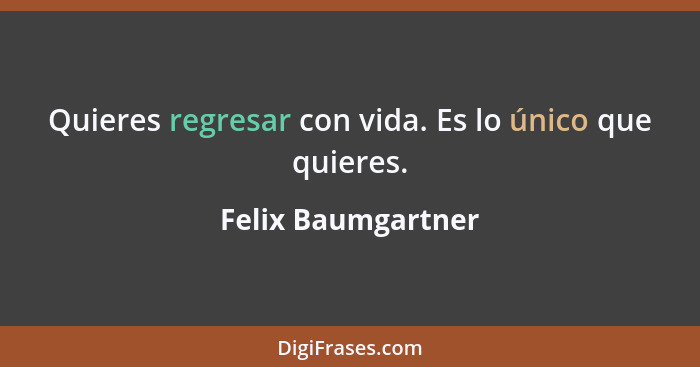 Quieres regresar con vida. Es lo único que quieres.... - Felix Baumgartner