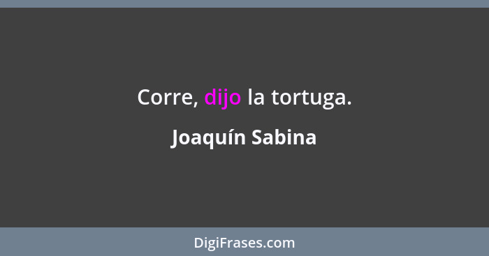 Corre, dijo la tortuga.... - Joaquín Sabina