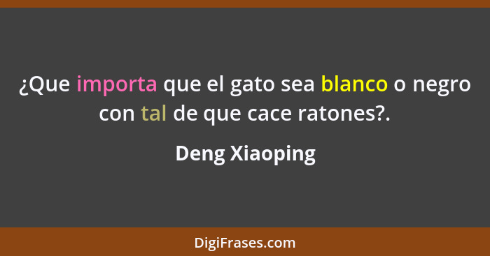 ¿Que importa que el gato sea blanco o negro con tal de que cace ratones?.... - Deng Xiaoping