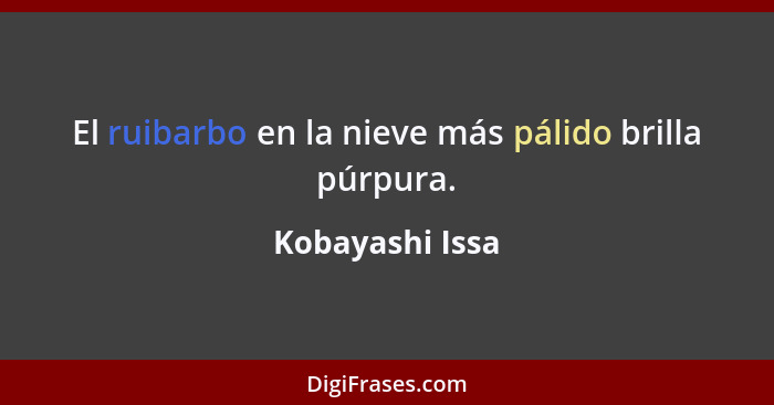 El ruibarbo en la nieve más pálido brilla púrpura.... - Kobayashi Issa